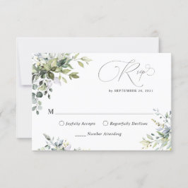 Cartão de RSVP de Casamento com Folhas de Eucalipt