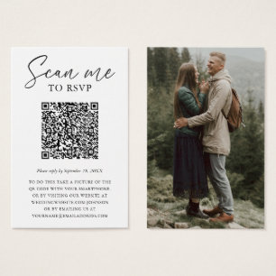 Cartão de RSVP de casamento com foto de código QR 