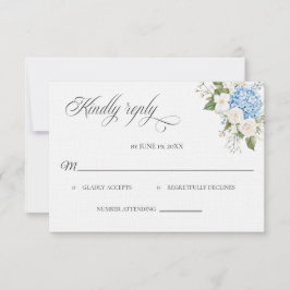 Cartão de RSVP de casamento com Hortênsia Azul