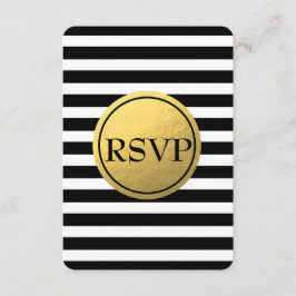 Cartão de RSVP de casamento com listras pretas e b