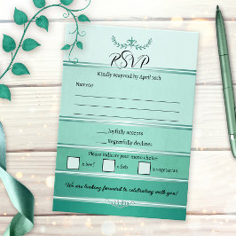 Cartão de RSVP de Casamento com Listras Verdes Tom