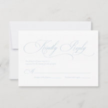 Cartão de RSVP de casamento com monograma azul cla