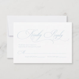 Cartão de RSVP de casamento com monograma azul cla