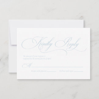 Cartão de RSVP de casamento com monograma azul cla