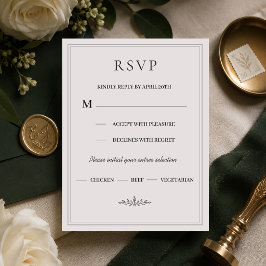 Cartão de RSVP de Casamento com Monograma em Verde