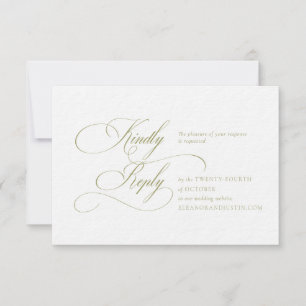 Cartão de RSVP de Casamento com Monograma "H" em V