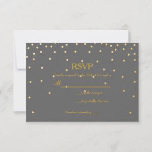 Cartão de RSVP de casamento com pontos de confete