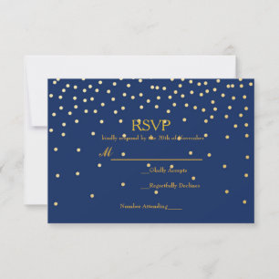 Cartão de RSVP de Casamento com Pontos de Confete 