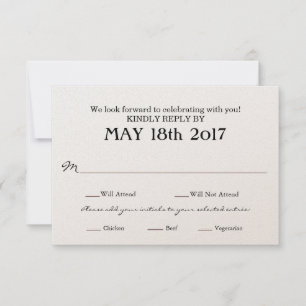 Cartão de RSVP de Casamento com seleções de REFEIÇ