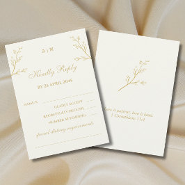 Cartão de RSVP de casamento cristão botânico marfi