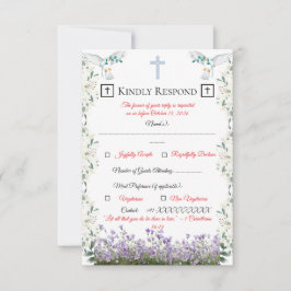 Cartão de RSVP de Casamento Cristão com Cruz