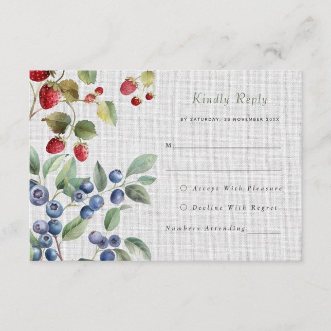 Cartão de RSVP de casamento de bagas silvestres ro (Frente)