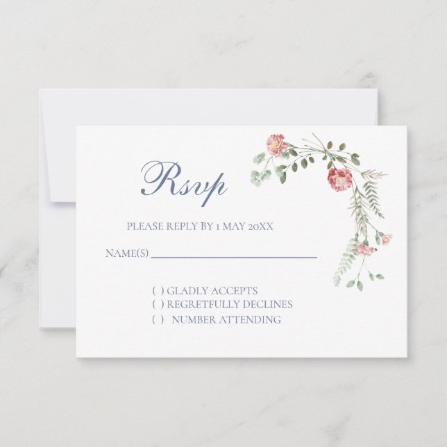 Cartão de RSVP de casamento de cravos (Frente)