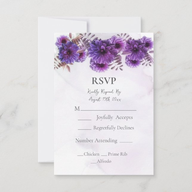 Cartão de RSVP de Casamento de Crisântemo com Aqua (Frente)