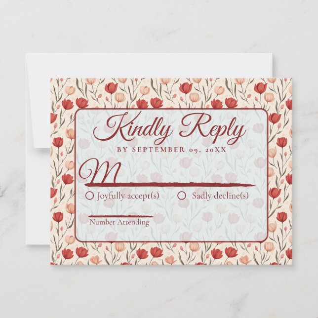 Cartão de RSVP de casamento de flor de tulipa da n (Frente)