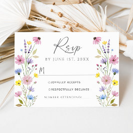 Cartão de RSVP de casamento de jardim boho românti
