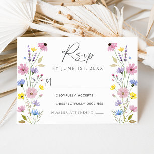 Cartão de RSVP de casamento de jardim boho românti