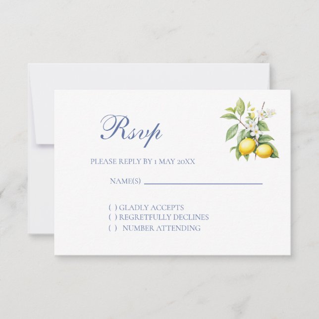 Cartão de RSVP de casamento de limão (Frente)