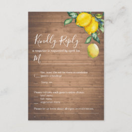Cartão de RSVP de Casamento de Limões e Madeira