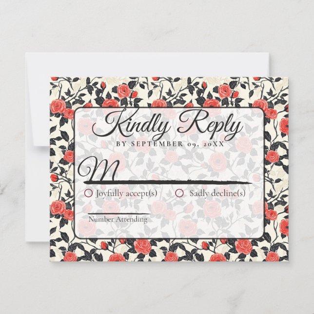 Cartão de RSVP de Casamento de Primavera com Flor  (Frente)