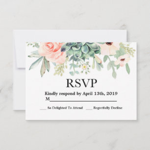 Cartão de RSVP de casamento de suculentas