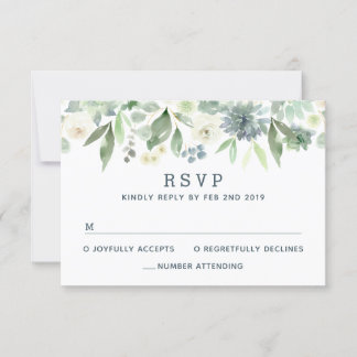 Cartão de RSVP de casamento de suculentas florais 