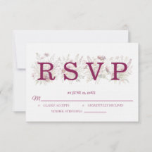 Cartão de RSVP de casamento de vinho floral de pri