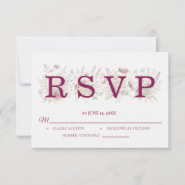 Cartão de RSVP de casamento de vinho floral de pri