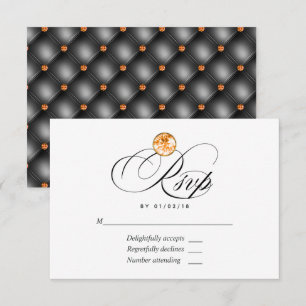 Cartão de RSVP de Casamento Diamante Laranja