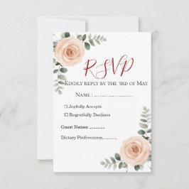 Cartão de RSVP de Casamento Elegante Blush & Green