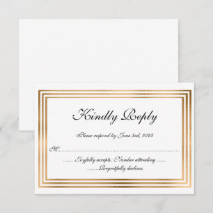 Cartão de RSVP de casamento elegante com borda de 