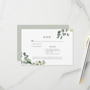 Cartão de RSVP de Casamento Elegante Eucalipto Sal
