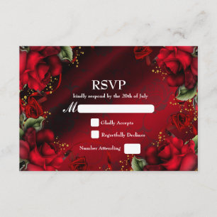Cartão de RSVP de Casamento Elegante Gótico com Ro