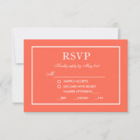 Cartão de RSVP de casamento elegante moderno coral