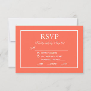 Cartão de RSVP de casamento elegante moderno coral
