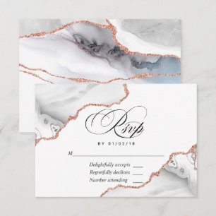 Cartão de RSVP de casamento em Ágata Dourada Rosa 