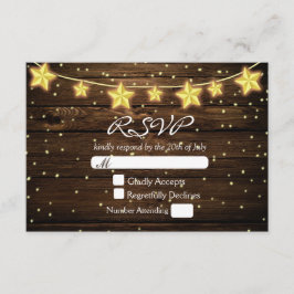 Cartão de RSVP de Casamento em Madeira Rústica com
