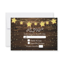 Cartão de RSVP de Casamento em Madeira Rústica com