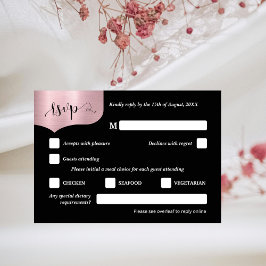 Cartão de RSVP de casamento em metal róseo Chic QR