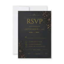 Cartão de RSVP de Casamento em Ouro Preto Luxuoso