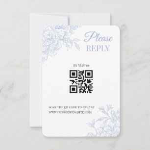 Cartão de RSVP de Casamento em Porcelana Meia-Noit