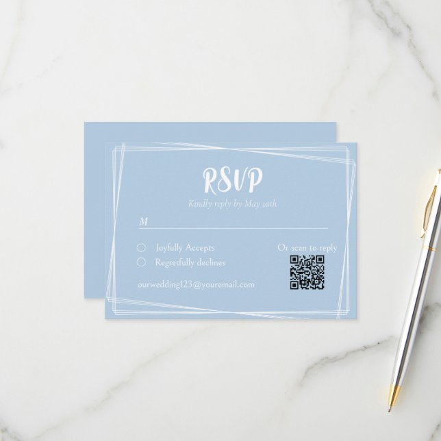 Cartão de RSVP de casamento em QR com fonte estilo (Frente/Verso In Situ)