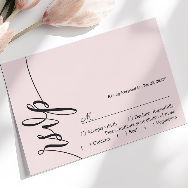 Cartão de RSVP de casamento em rosa corado com cal (Criador carregado)