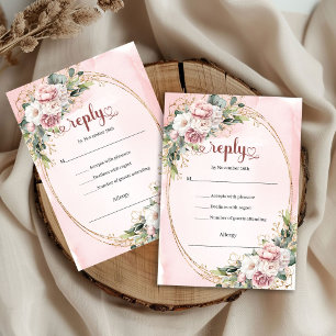 Cartão de RSVP de casamento em rosa empoeirado mod