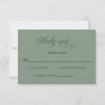 Cartão de RSVP de casamento em verde sage clássico