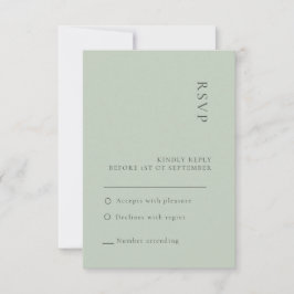 Cartão de RSVP de casamento em verde sage simples