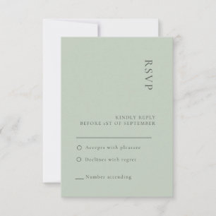 Cartão de RSVP de casamento em verde sage simples