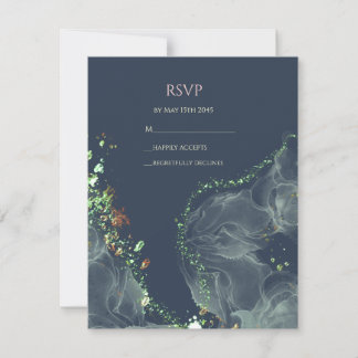 Cartão de RSVP de Casamento Esmeralda Verde  