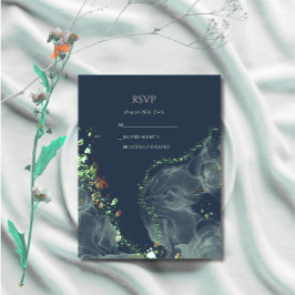 Cartão de RSVP de Casamento Esmeralda Verde