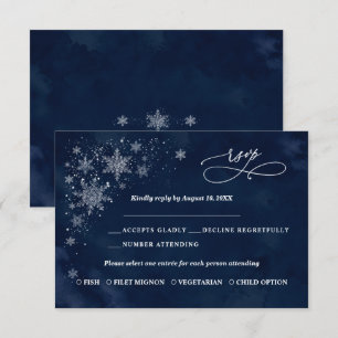 Cartão de RSVP de casamento Flocos de Neve à Meia-